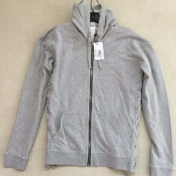 FAITH CONNEXION Mens Laced Hooded Sweat Jacket Sz S Grey 100% Cotton NEW $560 - Picture 1 of 12